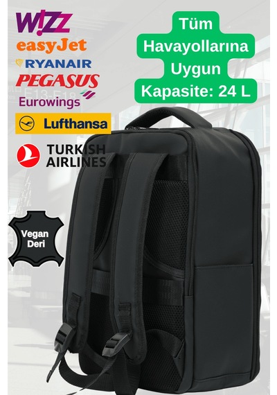 Jet Turtle Seyahat Sırt Çantası 40cm 40x25x15 Cm Pegasus, Wizz Air, Ryanair, El Valizi Koltuk Altı Valizi Vegan Deri