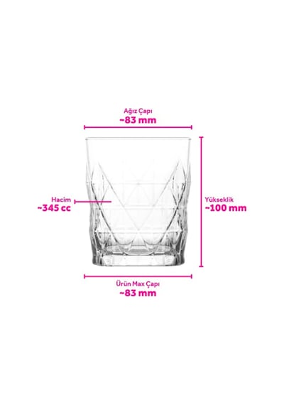 Lav Keops Cam Meşrubat Bardağı 6'lı 345 ml (Su/Kokteyl Bardağı )
