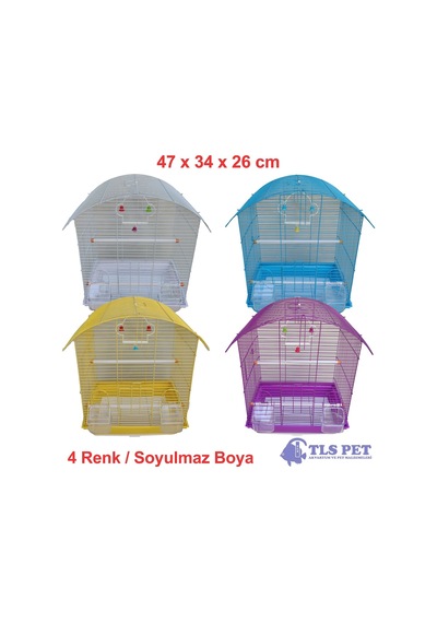 Tls Pet Muhabbet Kuşu Kafesi İki Kapılı Renkli 47 x 34 x 26 Cm