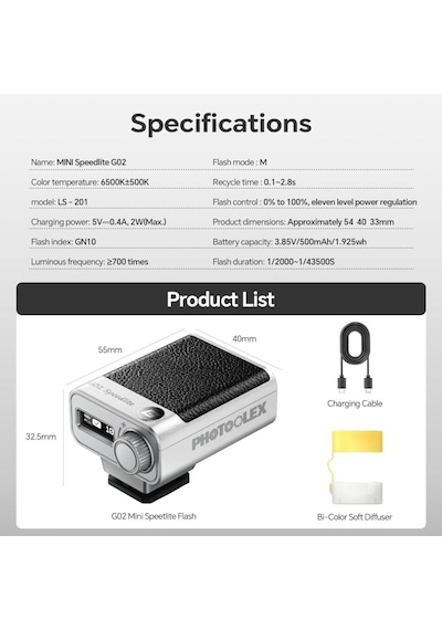 Photoolex G02 Retro Mini Speedlite Kamera Flaşı - Ls-201