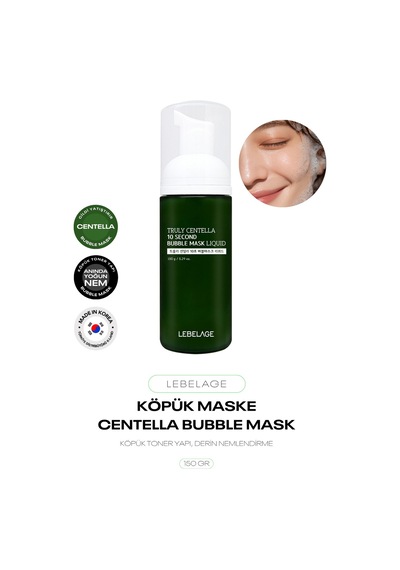 Centella İçeren Yatıştırıcı Köpük Maske Truly Centella 10 Second Bubble Mask