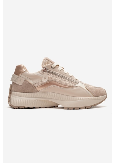 Luvishoes Rocca Bej Rose Fermuar Detaylı Kadın Sneaker Bej - Pudra