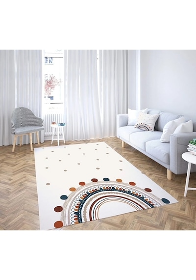 Gökkuşağı Model Kalın Taban Çocuk Oda Halısı Çok Renkli