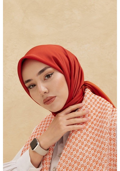 Silk Home Düz Shiny Eşarp - Kiremit - Kiremit