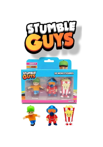 Stumble Guys 3'lü Mini Figür Seri 4 - Mr. Stumble - Bogey - Popcorn