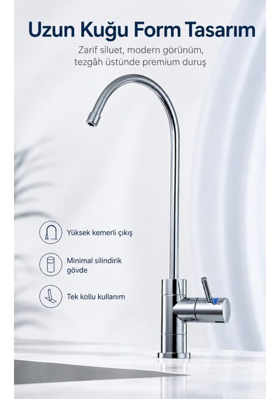 Ncps803cp-l Nsf Sertifikalı Led Li Krom Su Arıtma Musluğu Gümüş