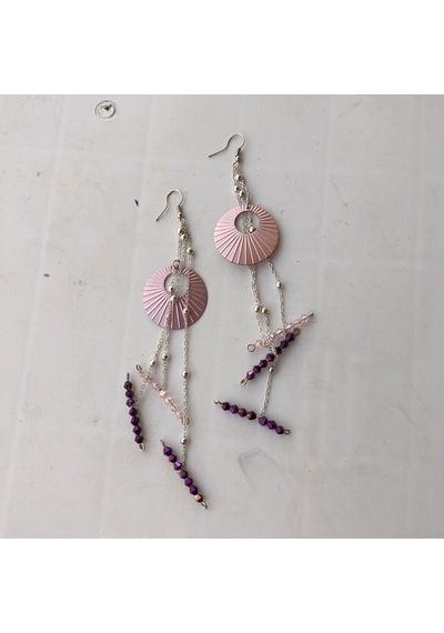 Cutemodels Pembe Mor Sallantılı Küpe Pembe - mor