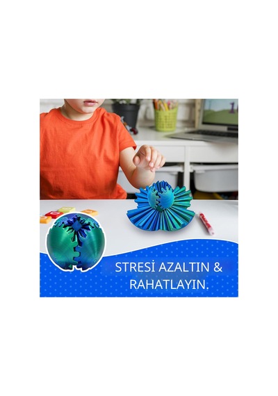 3d Baskılı Dişli Top Pla Malzeme, Stres Giderici Dönme Oyuncağı, Taşınabilir Spinner Küre Mavi