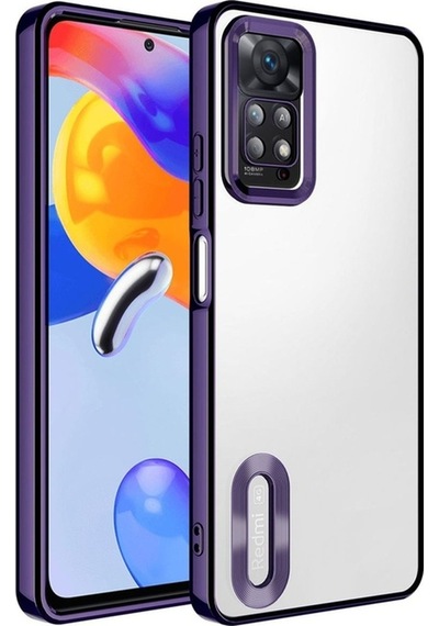 Xiaomi Redmi Note 12 Pro 4g Kılıf Kamera Korumalı Logo Gösteren Zore Omega Kapak Derin Mor