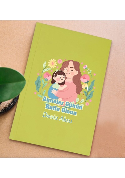 Bk Gift Kişiye Özel İsimli Dtf Anneler Günü Tasarımlı Sarı Sert Kapaklı Defter-4, Anneye Hediye Kobitmeyencom30656 Bk Gift
