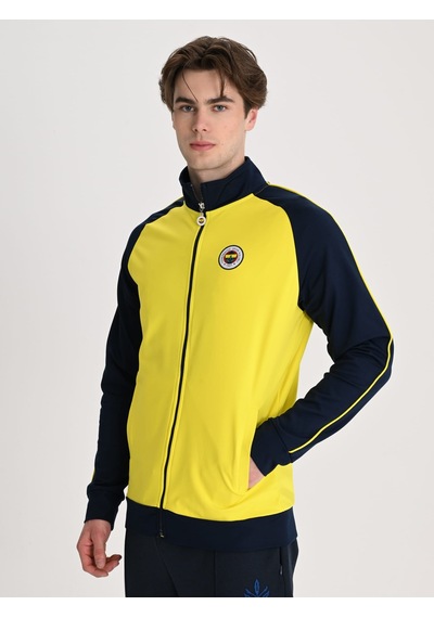 Fenerbahçe Sarı Tribün Nakış Logolu Erkek Oversize Sweatshirt Sari