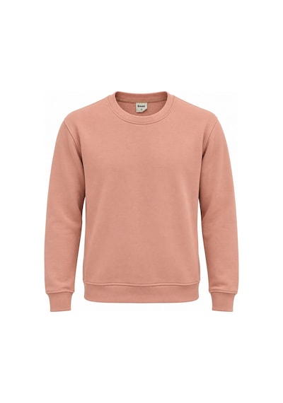 Basic Bisiklet Yaka Relaxed Regular Erkek Sweatshirt - 7773 Pudra