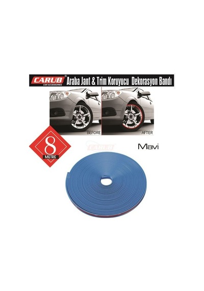 Carub Araba Jant Fitili Lastik Jant Trim Bandı 8 Metre Mavi