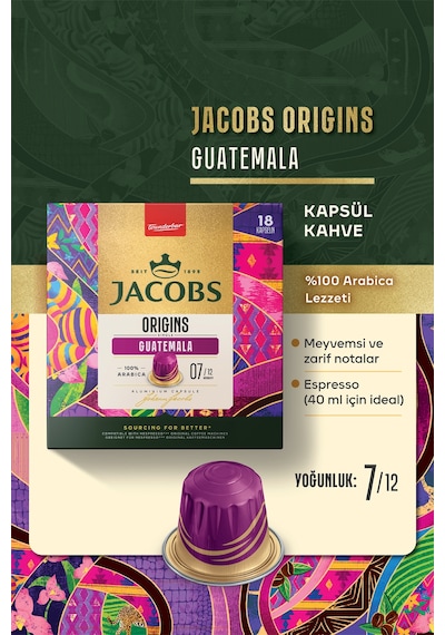Jacobs Origins Guatemala Nespresso Uyumlu Alüminyum Kapsül Kahve 36 Kapsül Diğer