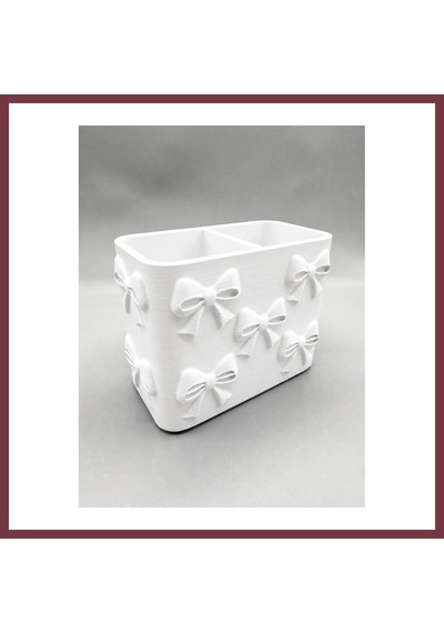 Storeşahin 3d Baskı Fiyonk Desenli Bölmeli Kalemlik - Masaüstü Organizer - Beyaz Shn0720