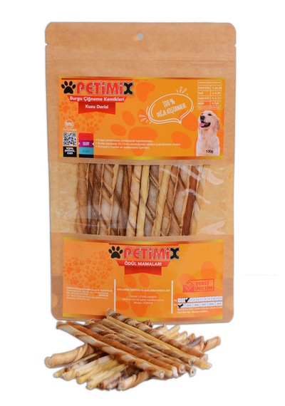 Petimix Burgu Kuzu Derisi Çiğneme Kemikleri Köpek Ödülü 100 G