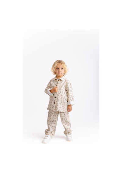 Oliven The Kid Çizgili Gabardin Erkek Çocuk Pantolon Ekru