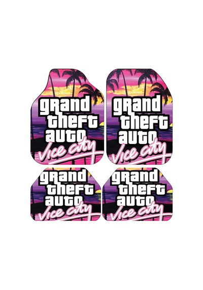 Dekoratif Mor Gta Desenli Oto Paspas Takımı