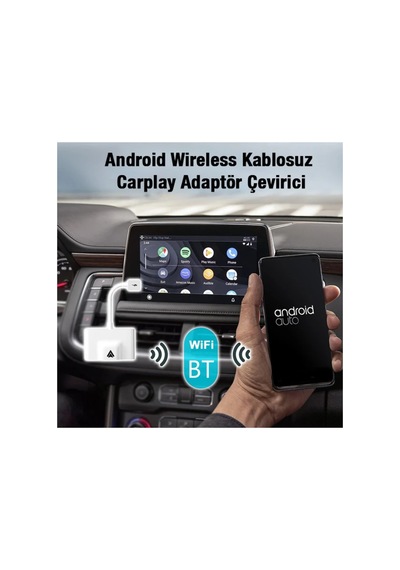 Usb + Type-c Android Kablosuz Carplay Adaptör Çevirici Siyah