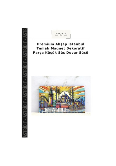 Premium Ahşap İstanbul Temalı Magnet Dekoratif Parça Küçük Süs Duvar Süsü Çok Renkli