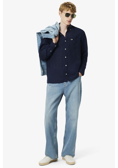 Lacoste Men's Regular Fit Button-down Collar Linen Shirt Erkek Düğmeli Yaka Keten Gömlek Lacivert Lacoste Men's Regular Fit Button-down Collar Linen Shirt Erkek Düğmeli Yaka Keten Gömlek Lacivert