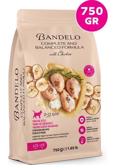 Bandelo Tavuklu Yavru Kuru Kedi Maması 750 Gr - Gelişim Desteği & Yüksek Protein - Koku Önleyici Etkili