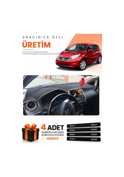 Nissan Note E12 2009-sonrası Uyumlu Torpido Koruma Örtüsü Oto Kılıfı - Siyah Bej