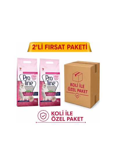 Proline Bebek Pudralı Kedi Kumu 10lt 2 Özel Koli Paket