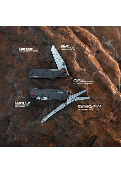True Utility 0002 Dual Cutter Kamp Çakı Çok Renkli