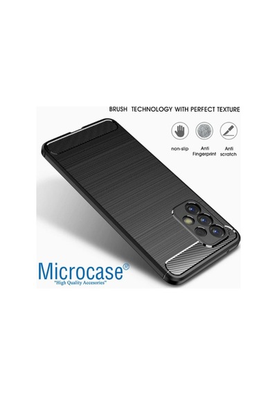 Microcase Samsung Uyumlu Galaxy A23 Brushed Carbon Silikon Kilif -Siyah 543378078