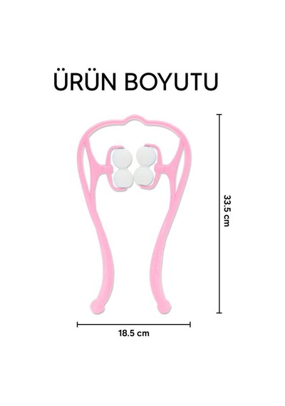 Boyun Bacak Ayak Bel Masaj Aleti Çok Fonksiyonlu Manuel 4 Tekerlekli - Pembe