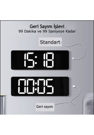 Dailylink Kumandalı Duvara Monte Dijital Duvar Masa Saati Geri Sa