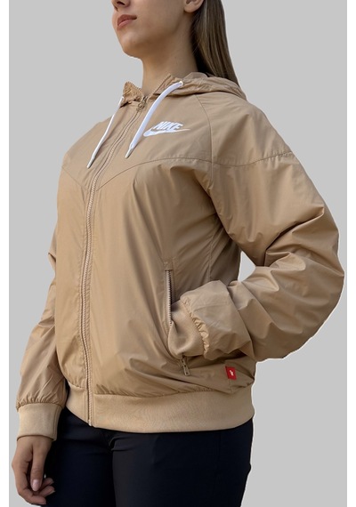 Nike Sportswear Windrunner Jacket Kadın Kapüşonlu Spor Ceket Bej Bej