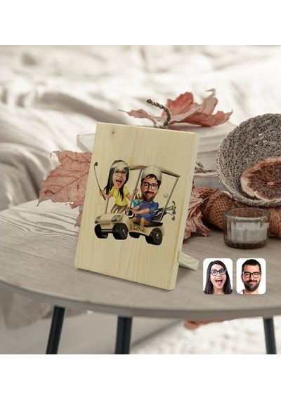 Kişiye Özel Sevgililer Karikatürlü Dekoratif Ahşap Çerçeve Model (539867013)