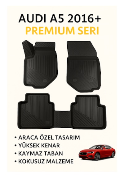 Audi A5 2016+ Araca Özel 3d Havuzlu Paspas