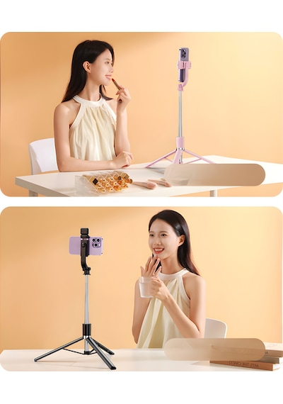 Işıklı Telefon Tripod Bluetooth Kumandalı Video Çekim Selfie Tripod Standı Telefon Tutucu