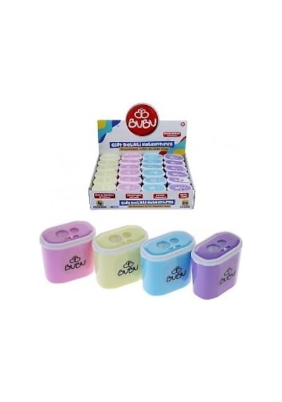 Bu-Bu Kalemtıraş Dikdörtgen Çiftli Pastel Renk Mavi
