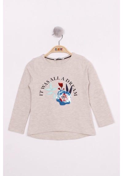 Toontoy Kids Toontoy Kız Çocuk Pullu Güllü Nakışlı T-shirt Bej
