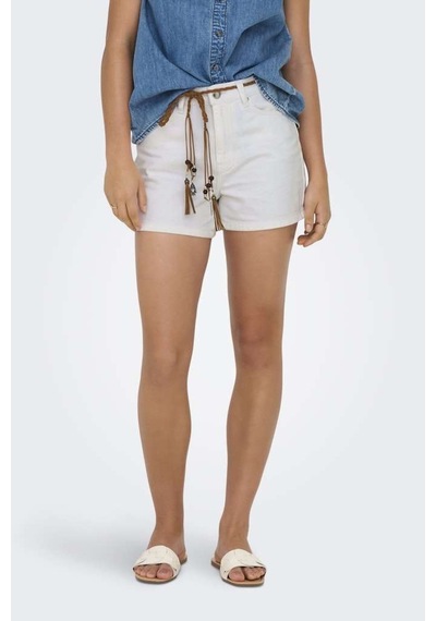 Only Onlkelly % 100 Pamuk Regular Fit Yüksek Bel Kot Short Bayan Short 15221469 Ekru