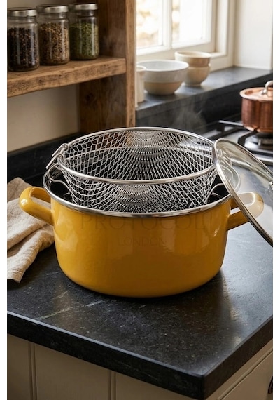 Prestige Emaye Fritöz Tenceresi 22 Cm 3,5 Litre Sarı Renkli
