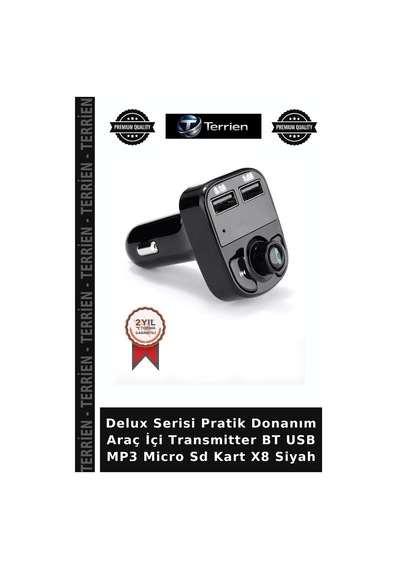 Delux Serisi Pratik Donanım Araç İçi Transmitter Bt Usb Mp3 Micro Sd Kart X8 Siyah