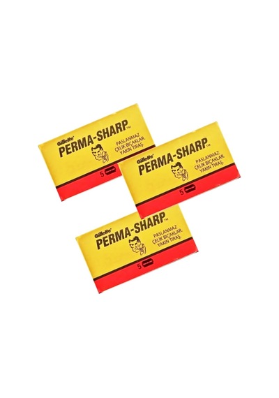 Tr Perma-sharp Çift Taraflı Tıraş Bıçağı, Paslanmaz Çelik, 3 Kutu X 5 Adet, Toplam 15 Jilet, Islak Tıraş İçi
