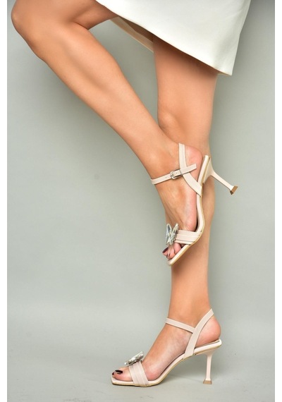 Fox Shoes S820207109 Bej Kalın Topuklu Kadın Ayakkabı Bej