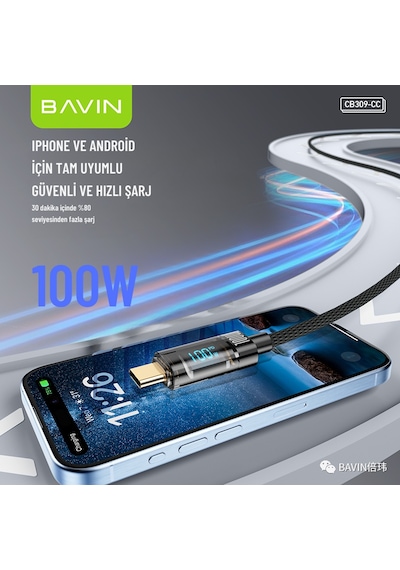 100w Type-c Led Ekranlı, Hızlı Şarj Ve Data Kablosu Örgülü Tüm Cihazlarla Uyumlu