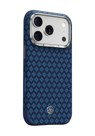 Apple Uyumlu iPhone 18 Pro Kılıf M-safeli Yükseltilmiş Çerçeveli Benks Armorgrid Armoredge X9 Kevlar Karbon Laciv Lacivert