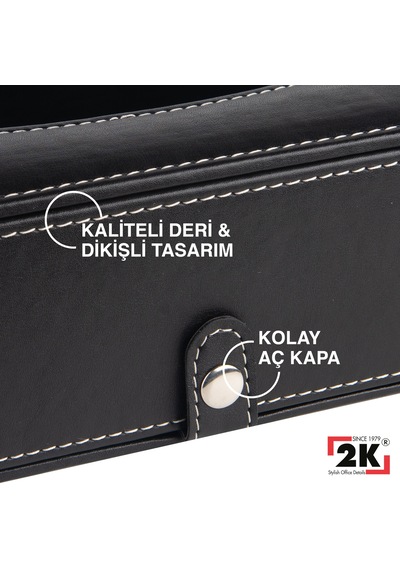 2k Suni Deri Peçetelik Mendil Kutusu 13 24 6 Cm. Siyah Siyah