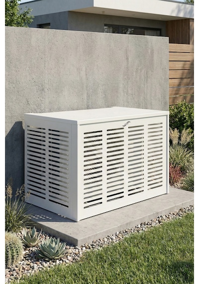 Klima Motoru/dış Ünite Gizleme/koruma Kafesi Xl 120x62x150 H Slotted Beyaz