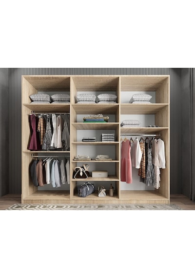 Ostin 12 Kapaklı Gardırop Dolap Meşe 208 Cm - Montaj Dahil