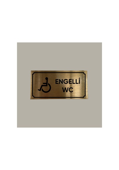Gold Aluminyum Kapı İsimliği Engelli Wc Yazılı Arkası Yapışkanlı 10x20 Cm