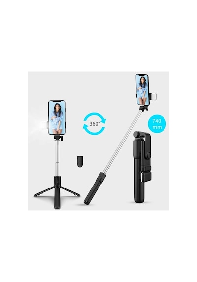 Bluetooth Lu Led Işıklı Selfie Çubuğu Uzaktan Kumandalı Yatay Ve Dikey Kullanabilme Özçekim Tripod